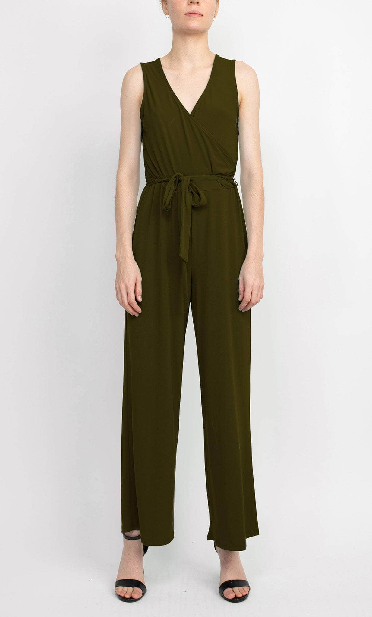 Image of Nina Leonard L9678C - Sleeveless V-Neck Jumpsuit