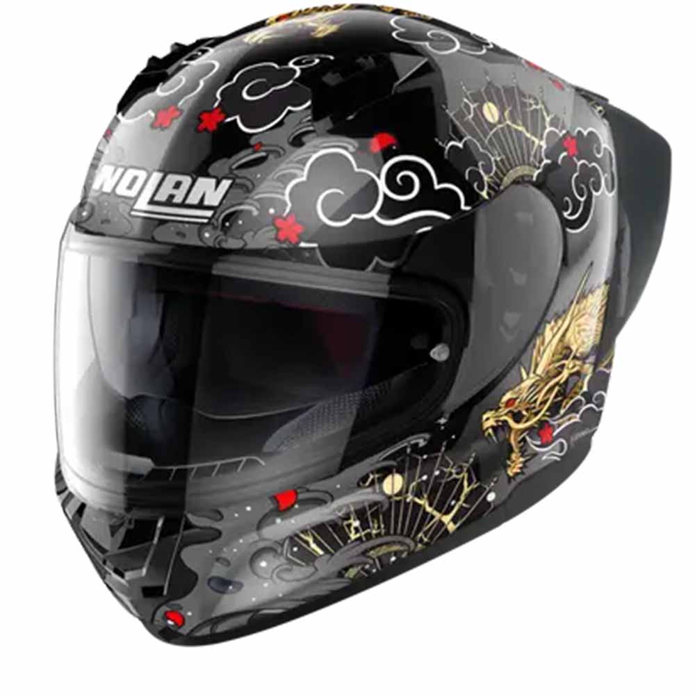 Image of Nolan N60-6 Sport Wyvern 024 Metal Black White Red Gold Full Face Helmet Taille 2XL