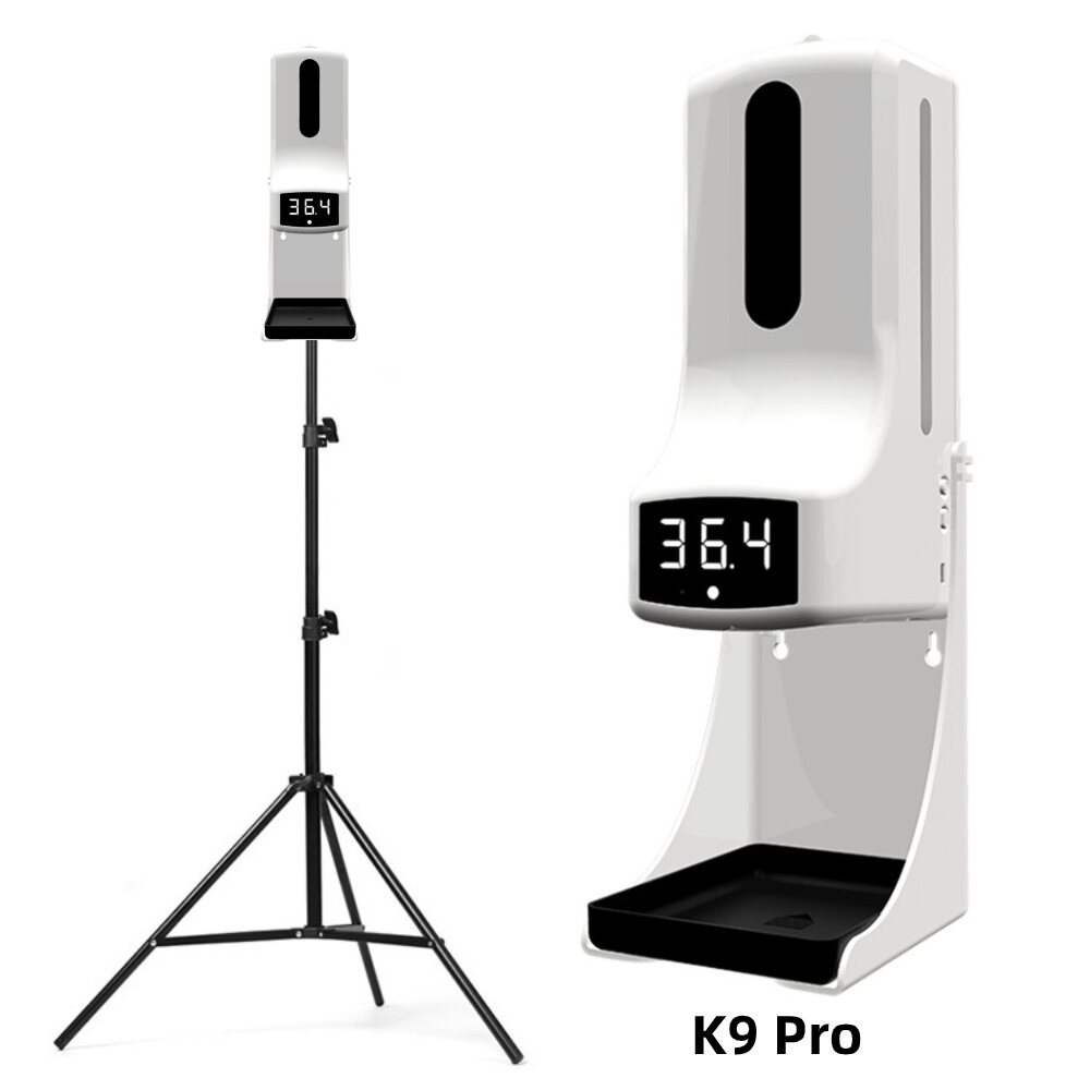 Image of Non-Contact Wall-Mounted Digital Infrared Thermometer with 160cm Tripod Stand 1000ml Automatic Sensor Soap Dispenser