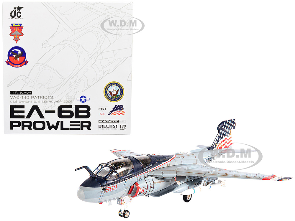 Image of Northrop Grumman EA-6B Prowler Aircraft "US NAVY VAQ-140 Patriots USS Dwight D Eisenhower" (2006) 1/72 Diecast Model by JC Wings