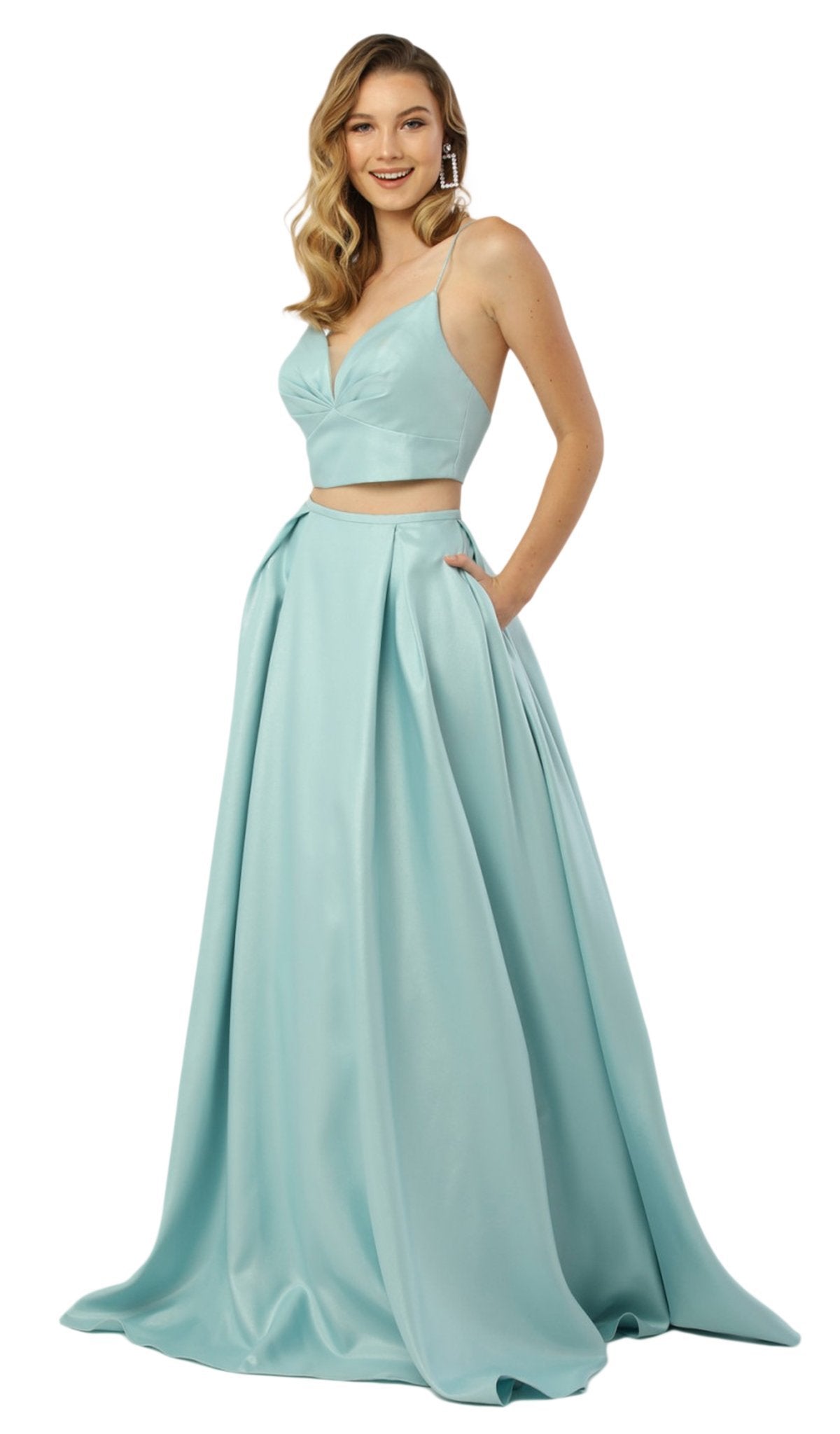 Image of Nox Anabel - E161 Sleeveless Sweetheart Crop top Two-Piece A-Line Gown