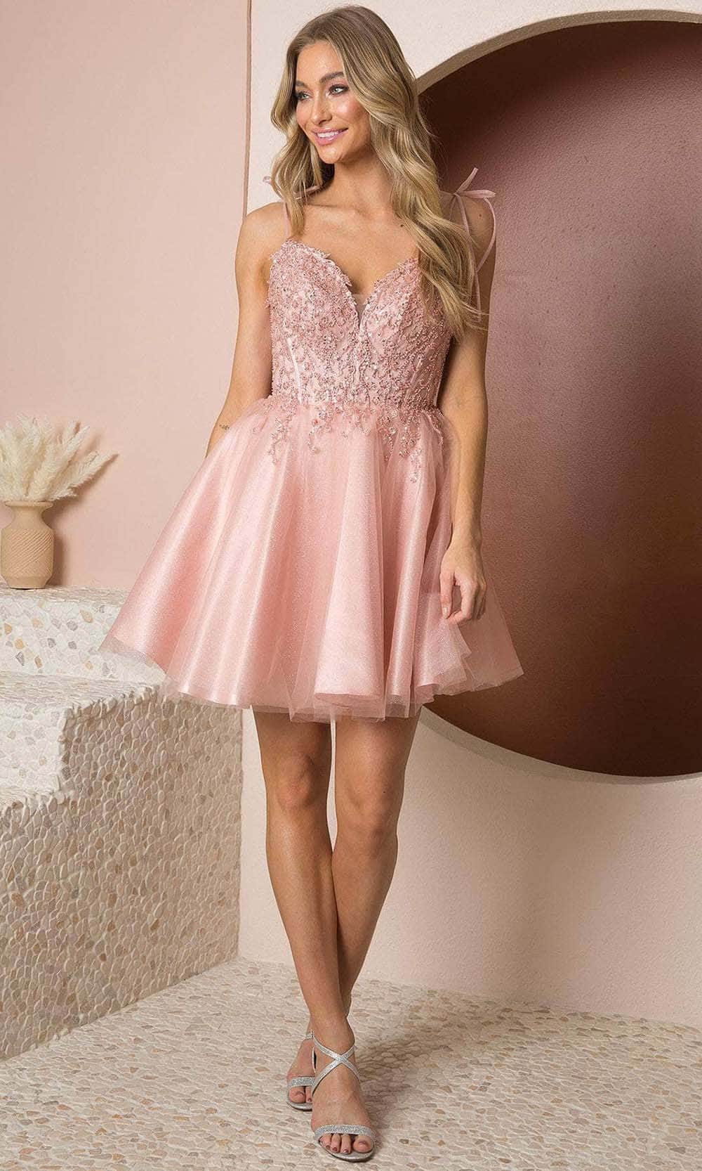 Image of Nox Anabel F732 - Embellished Deep Sweetheart Short Dress