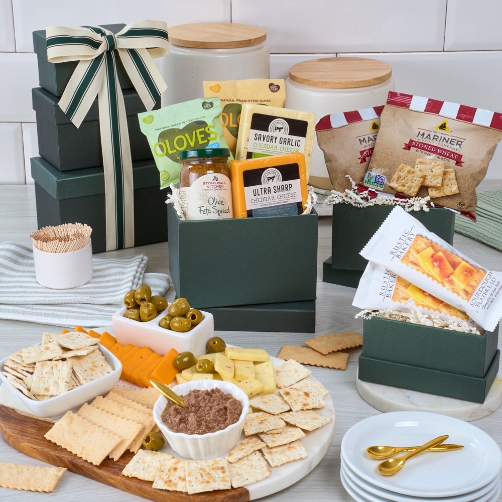 Image of Olives and Cheese Gift Tower