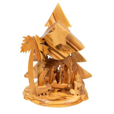 Image of Olivewood Nativity Grotto Music Box