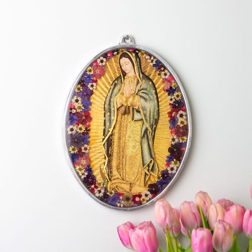 Image of Our Lady of Guadalupe Floral Wall Plaque ID 2052967