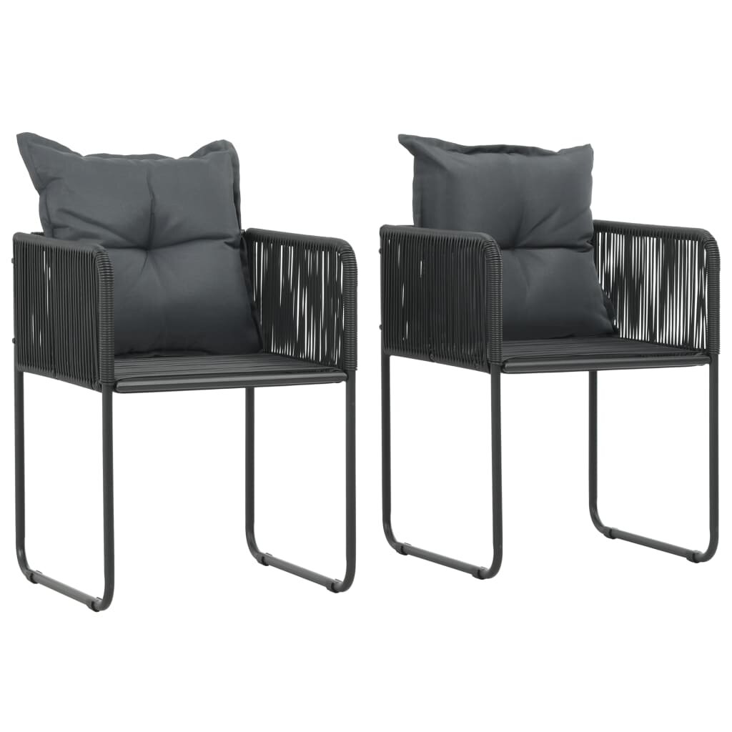 Image of Outdoor Chairs 2 pcs with Pillows Poly Rattan Black