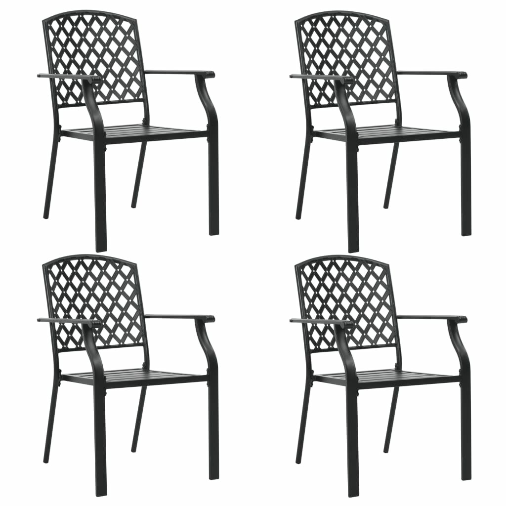 Image of Outdoor Chairs 4 pcs Mesh Design Steel Black