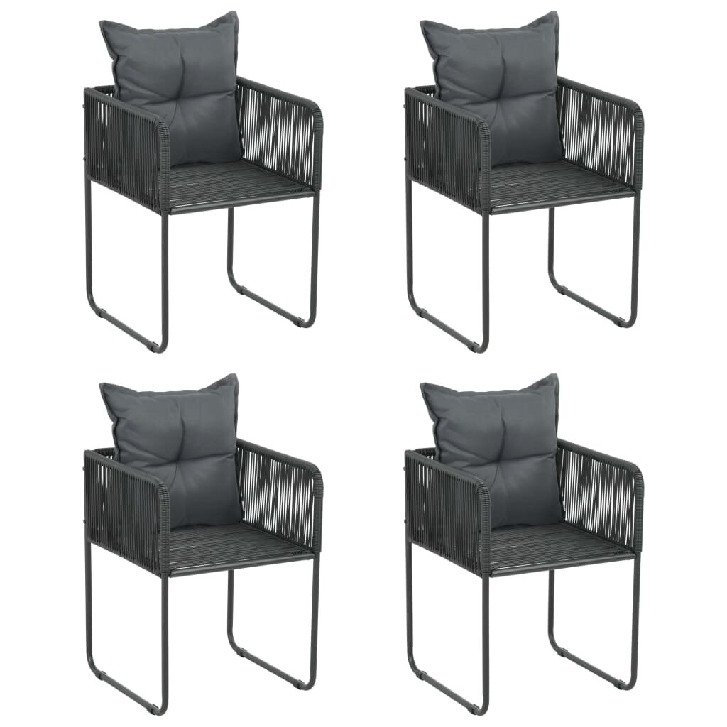 Image of Outdoor Chairs 4 pcs with Pillows Poly Rattan Black