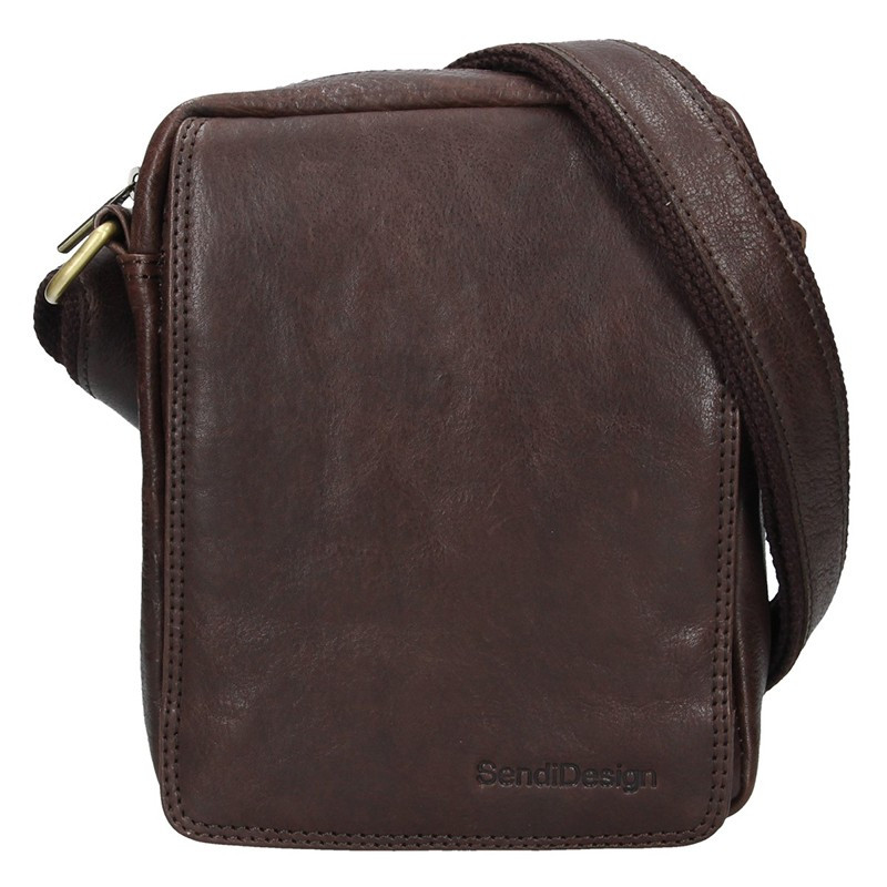 Image of Pánska kožená taška cez rameno SendiDesign Danet - tmavo hnedá SK