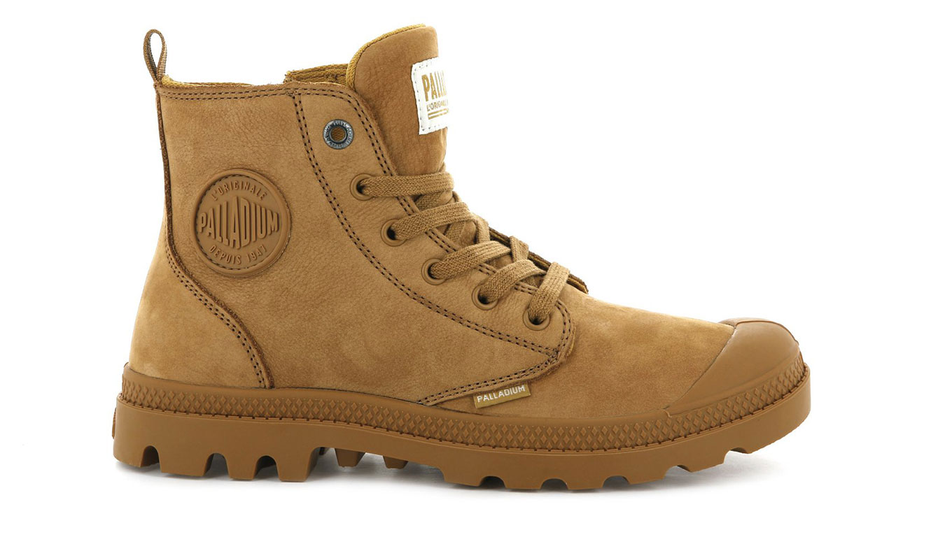 Image of Palladium Boots Pampa HI Zip Nubuck Amber Gold CZ