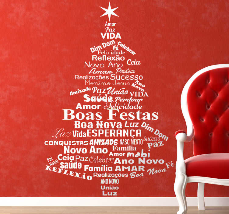 Image of Pegatinas de navidad Vinilo árbol navidad en portugués