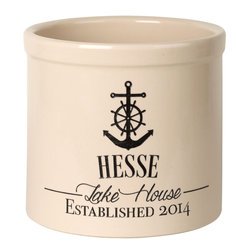 Image of Personalized Anchor Lake House Established 2 Gallon Stoneware Crock