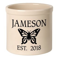 Image of Personalized Butterfly 2 Gallon Stoneware Crock