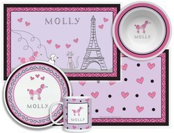 Image of Personalized Childrens Poodles In Paris 4 Piece Table Set