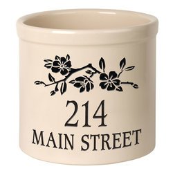 Image of Personalized Dogwood Branch 2 Gallon Stoneware Crock