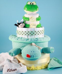 Image of Personalized The Friendly Frog Deluxe Diaper Cake