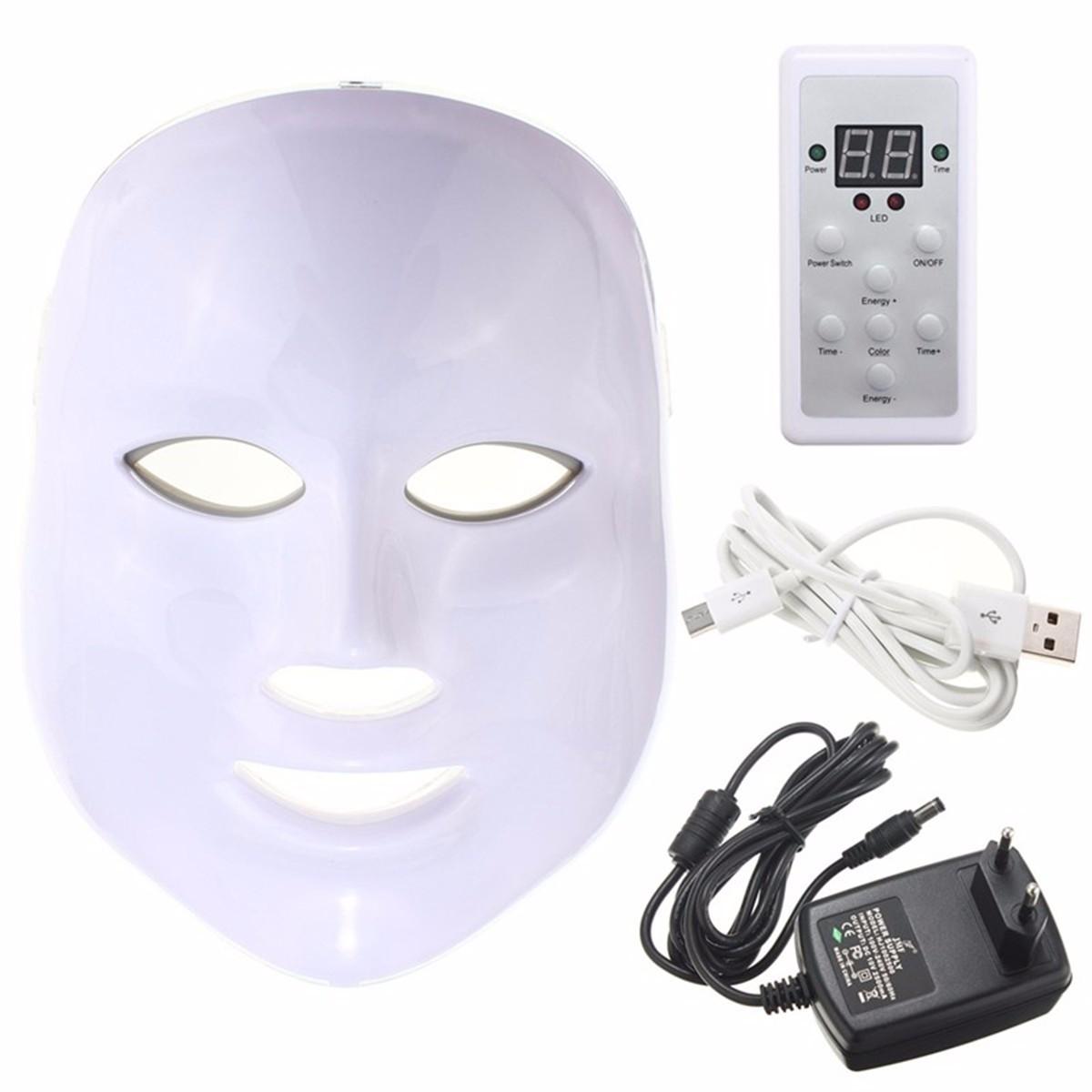 Image of Photon LED Skin Rejuvenation Therapy Face Facial Mask 3 Colors Light Wrinkle Removal Anti Aging