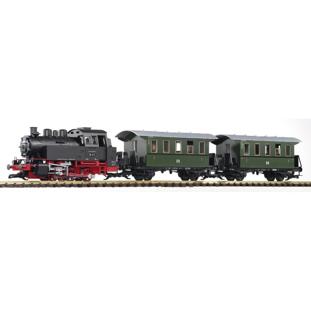 Image of Piko G 37125 G Start-Set steam locomotive BR 80 with 2 passenger cars of DR