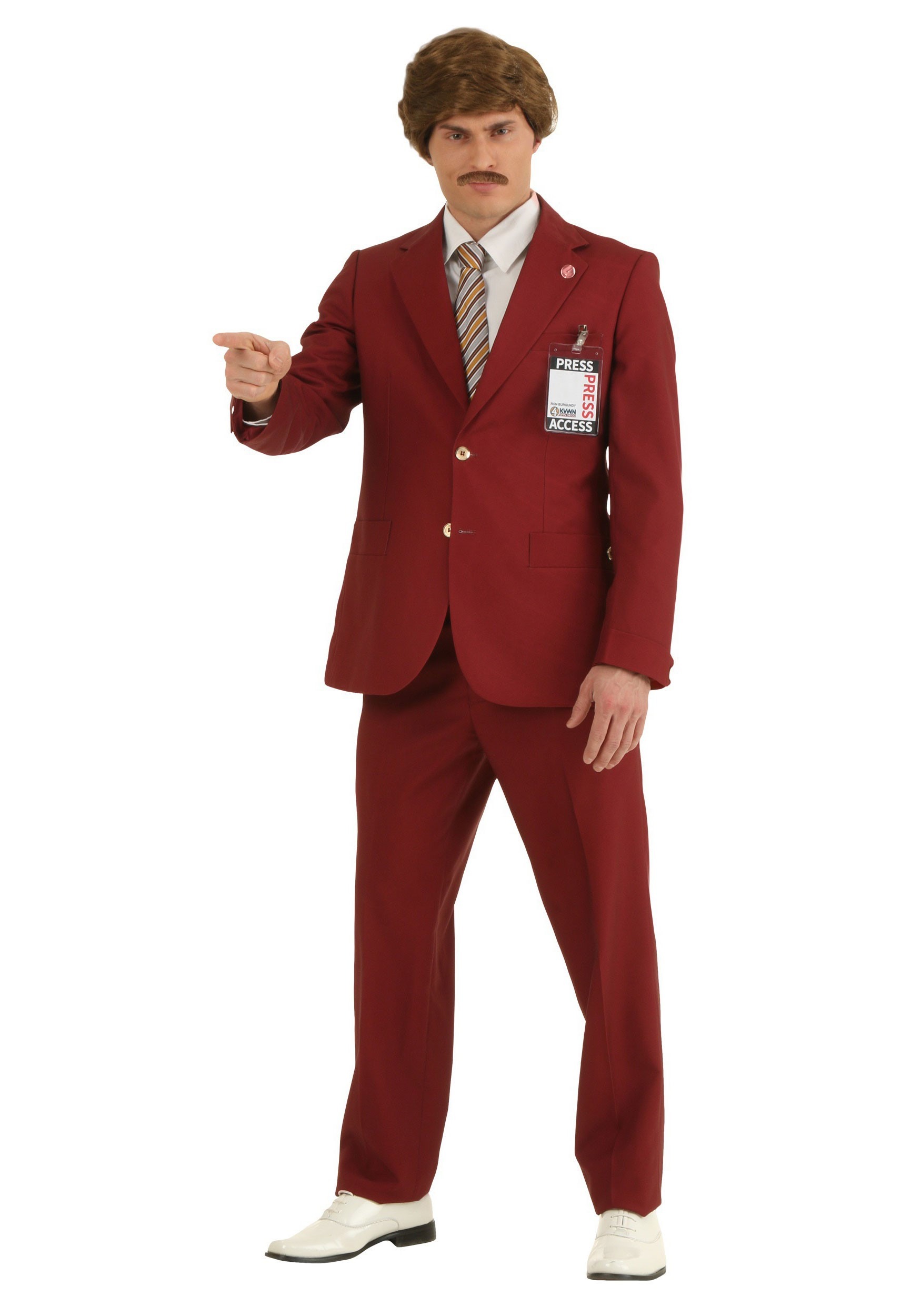 Image of Plus Size Authentic Ron Burgundy Suit Costume | Anchorman Costumes ID FUN6048PL-2X