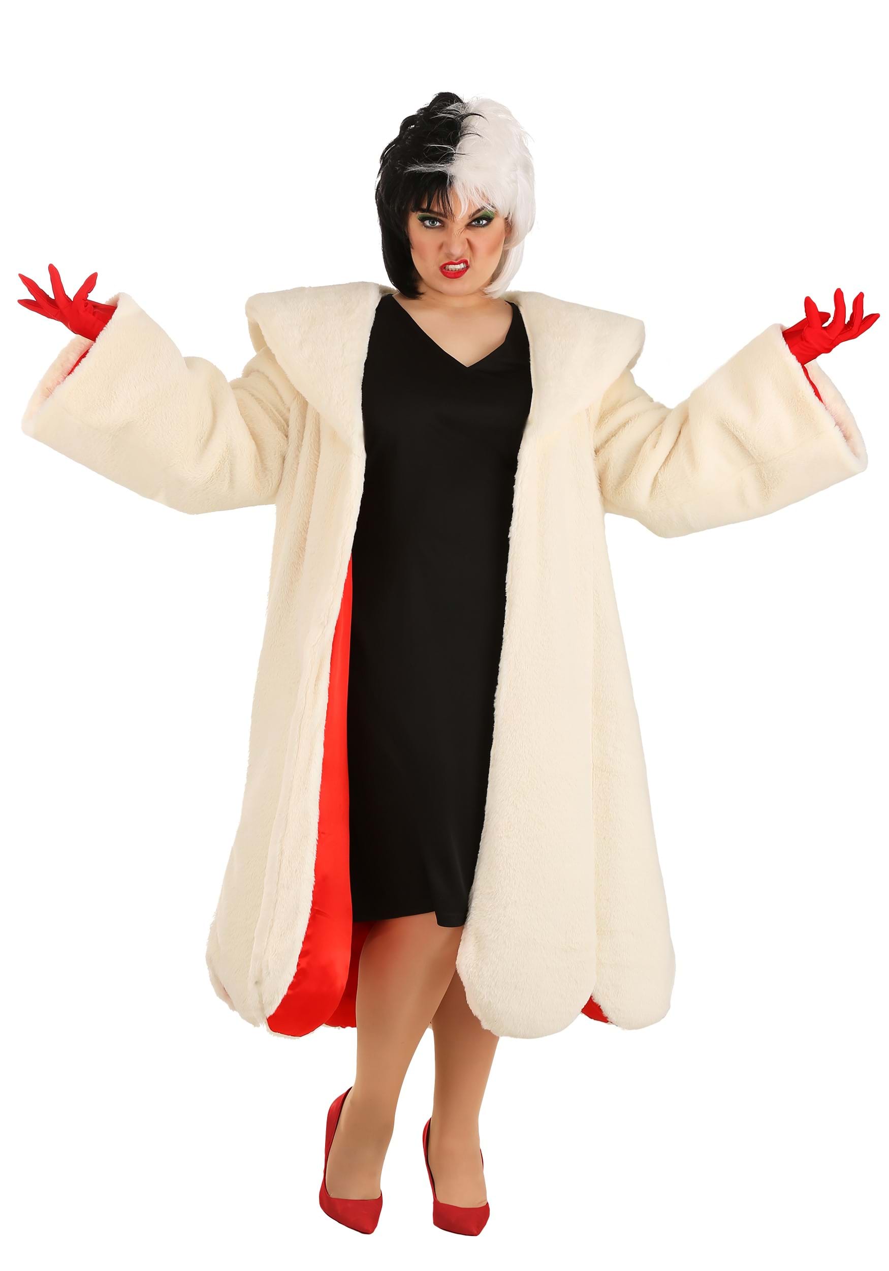 Image of Plus Size Deluxe Cruella De Vil Coat Costume for Women ID FUN1875PL-4X