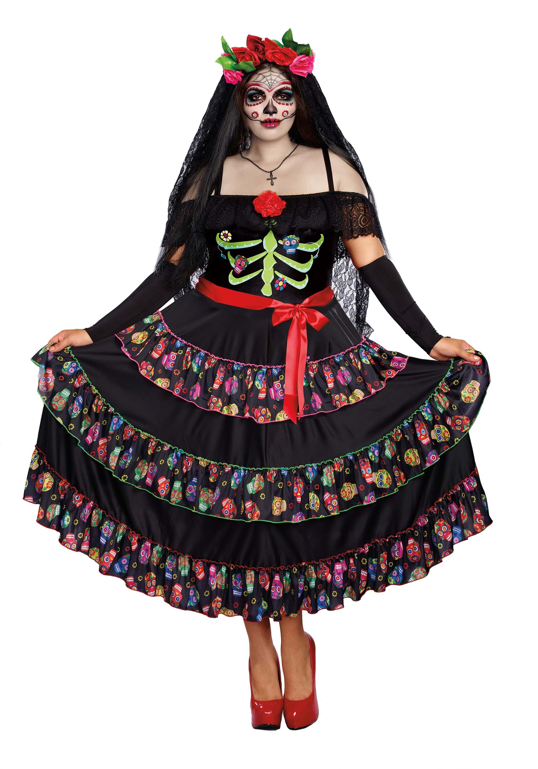 Image of Plus Size Lady of the Dead Women's Costume ID DR10680X-3X
