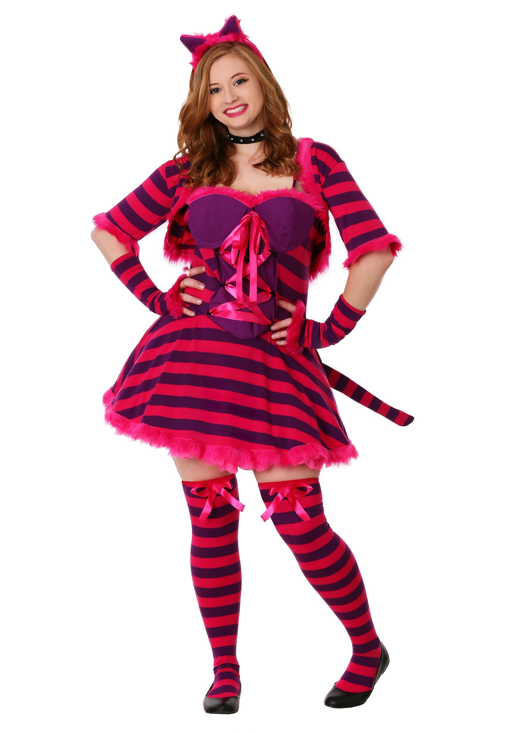 Image of Plus Size Sexy Wonderland Cat Costume | Cheshire Cat Costume for Women ID FUN2064PL-5X