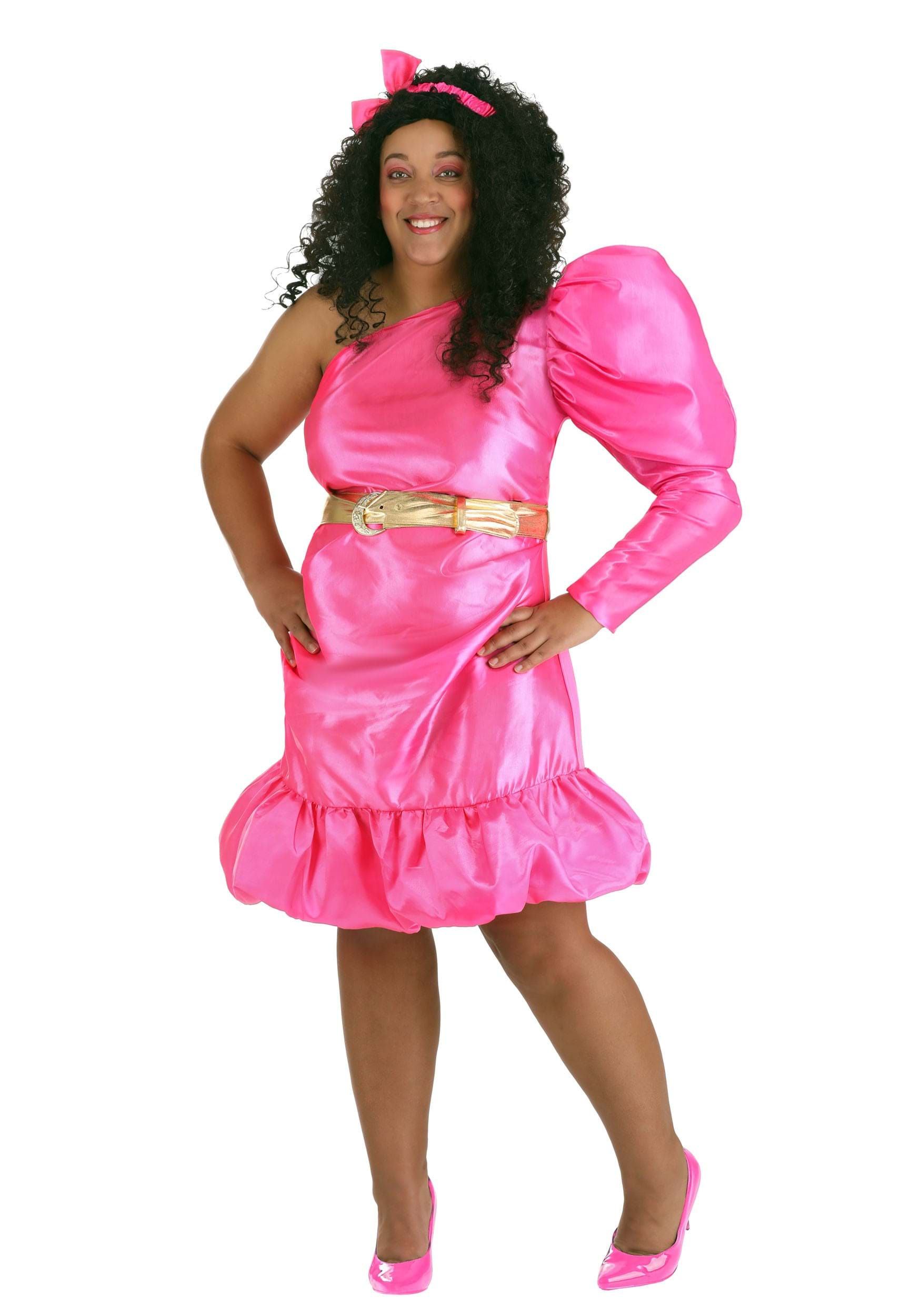 Image of Plus Size Women's 80s Pink Pop Star Costume ID FUN1060PL-2X
