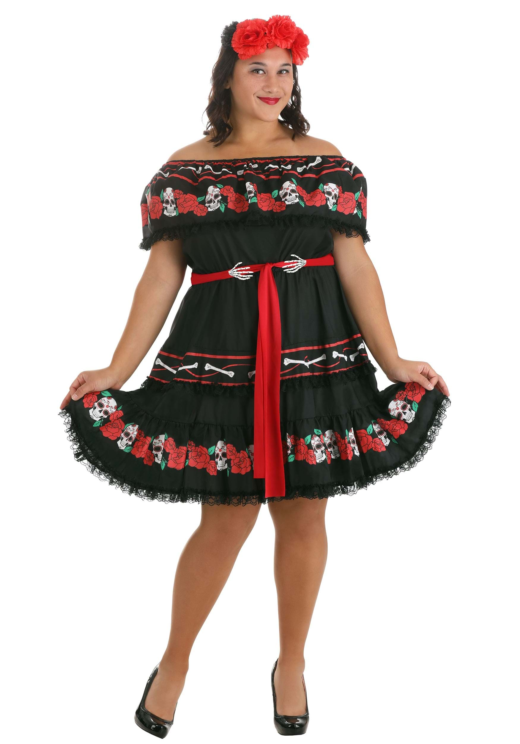 Image of Plus Size Women's Sugar Skull Costume ID FUN0438PL-2X