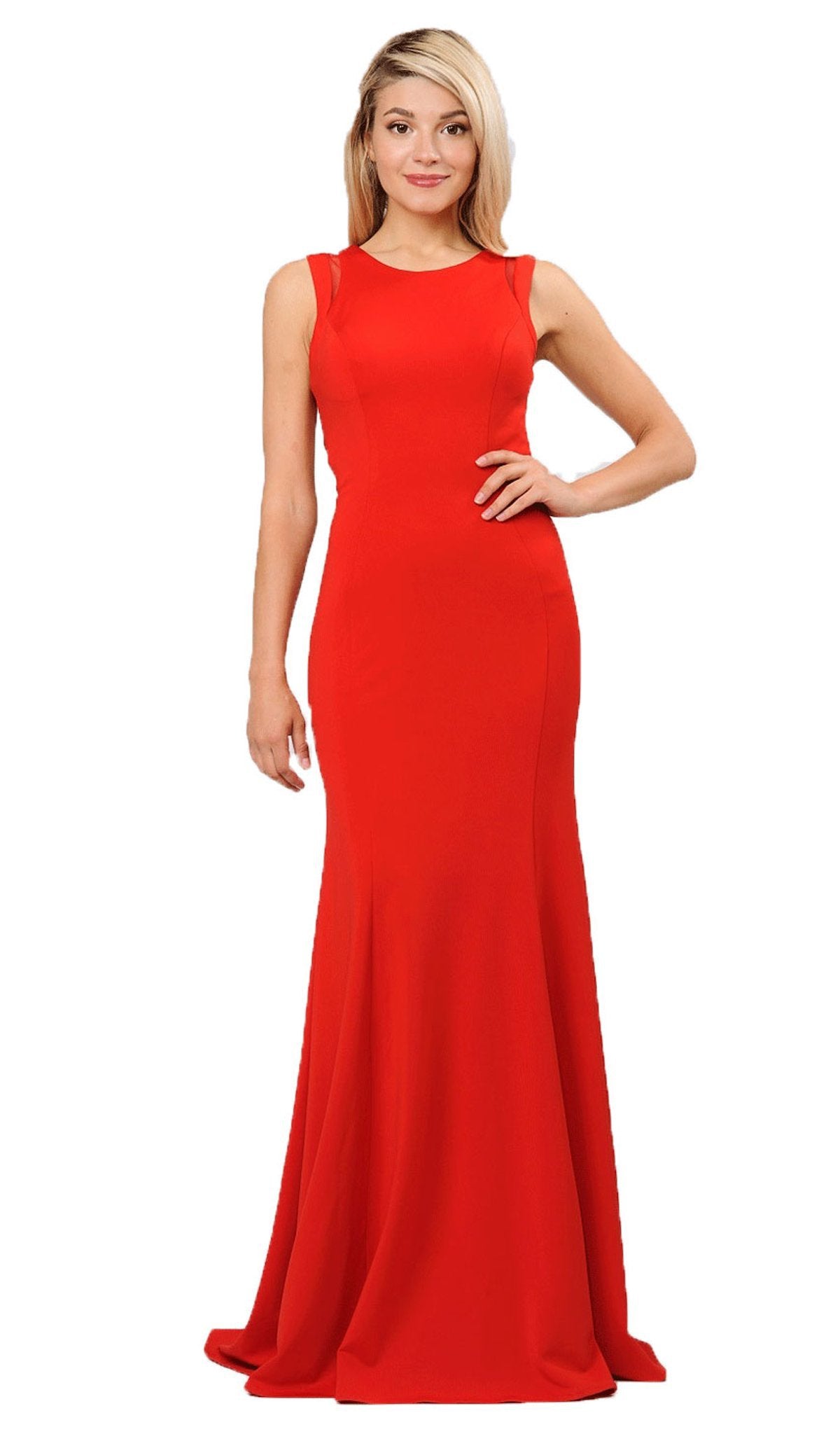 Image of Poly USA - 8232 Sexy Cutout Back Mermaid Jersey Evening Gown