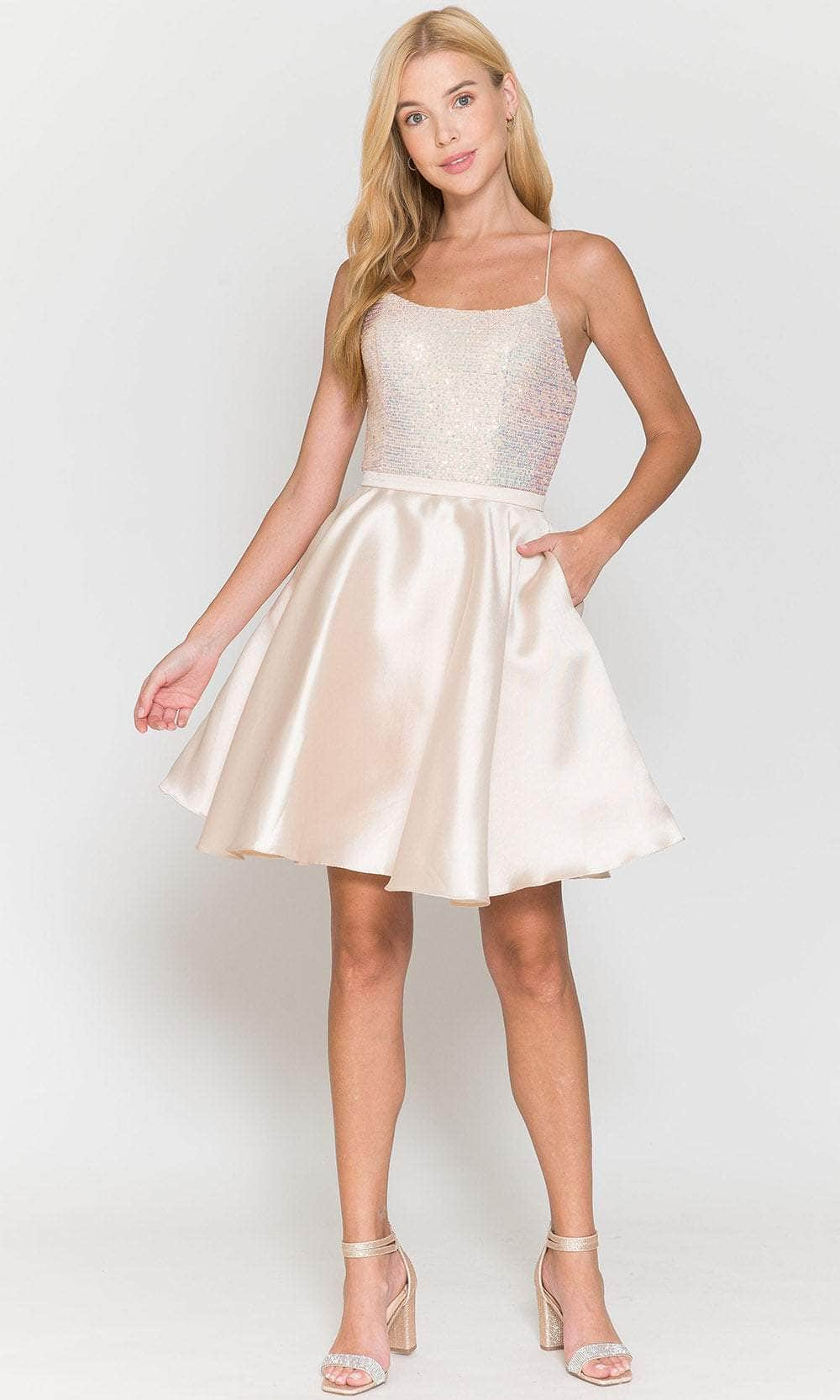 Image of Poly USA 8730 - Sleeveless Sequined Bodice Short Dress