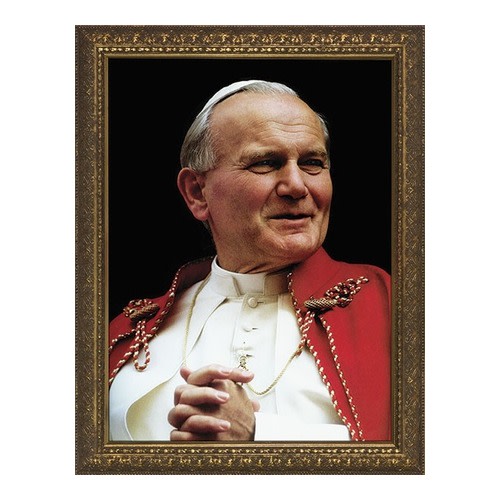 Image of Pope John Paul II Portrait with Gold Frame