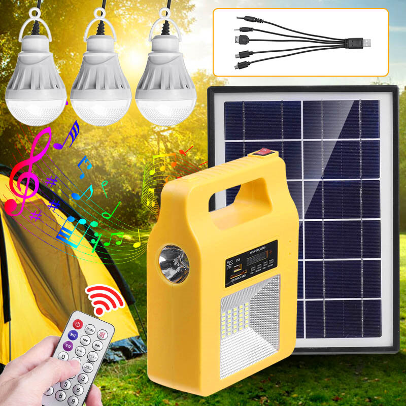 Image of Portable bluetooth Solar Generator System Emergency LED Light Bulb Camping Radio Player+Remote Control