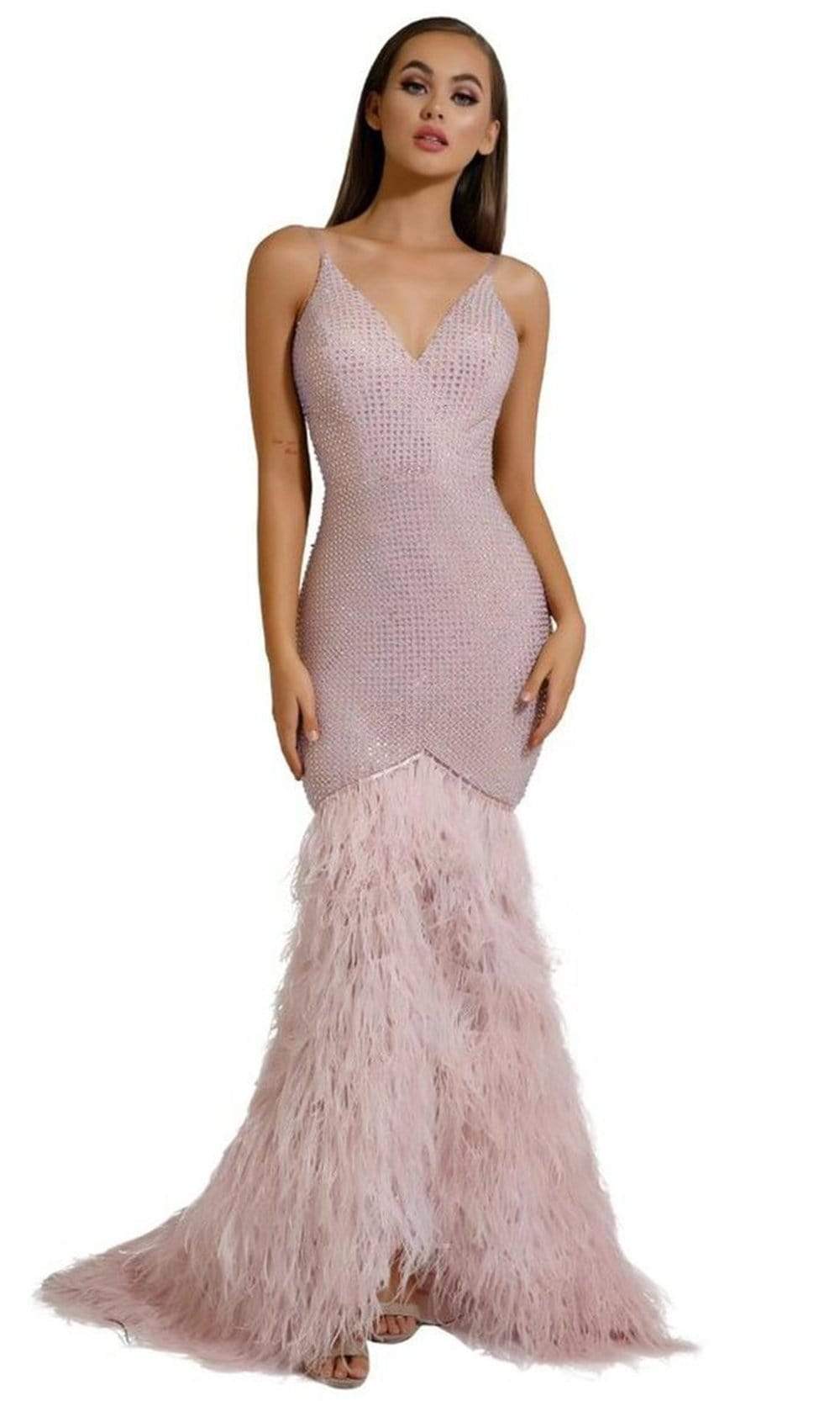 Image of Portia and Scarlett - PS6826 V Neck Feathered Dress