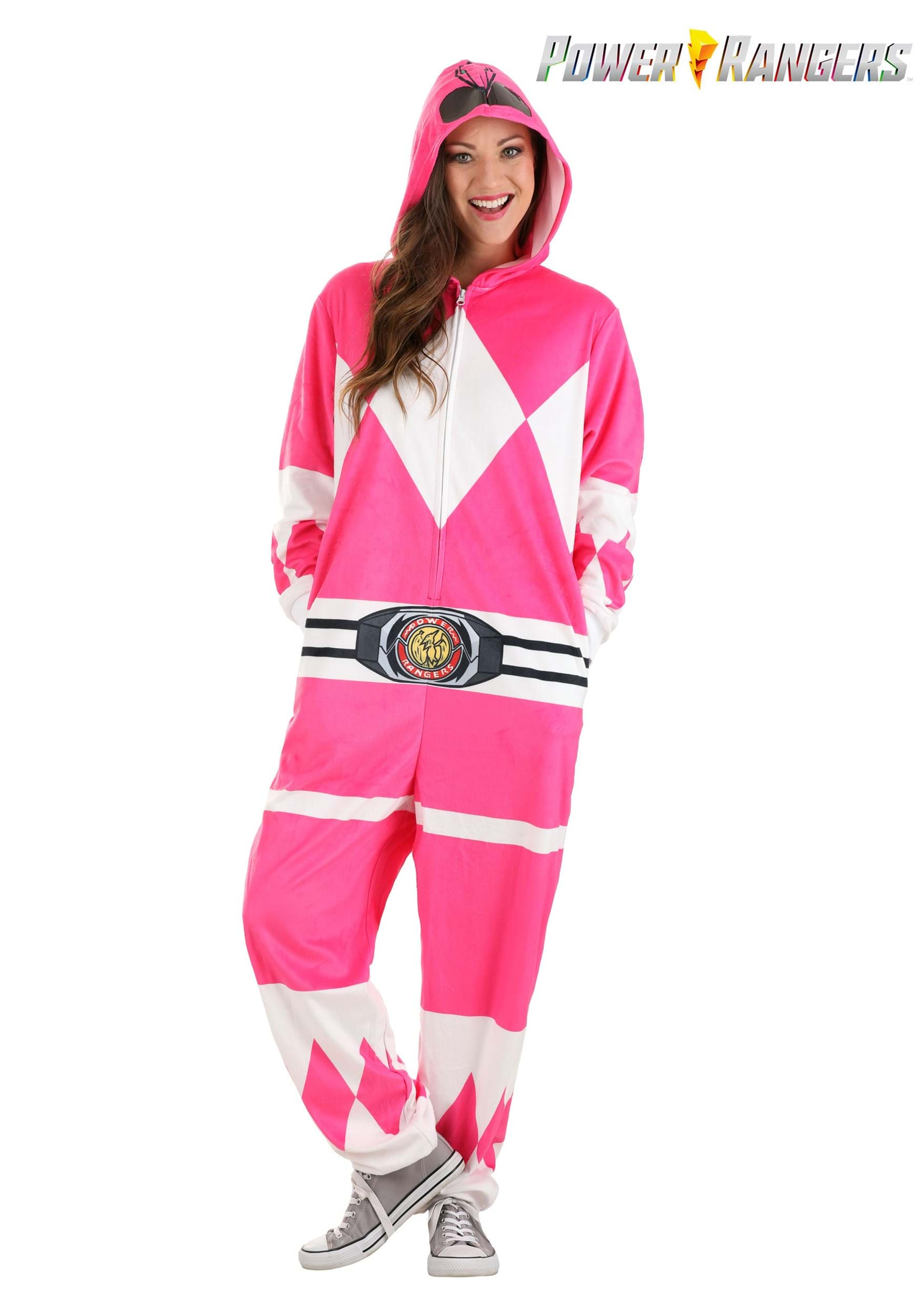 Image of Power Rangers Pink Ranger Hooded Adult Union Suit ID FUN453184-L