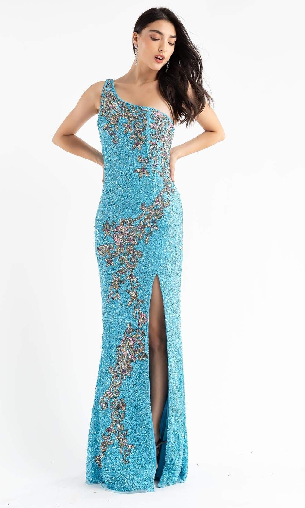 Image of Primavera Couture - 3763 Asymmetrical Strappy Back Gown