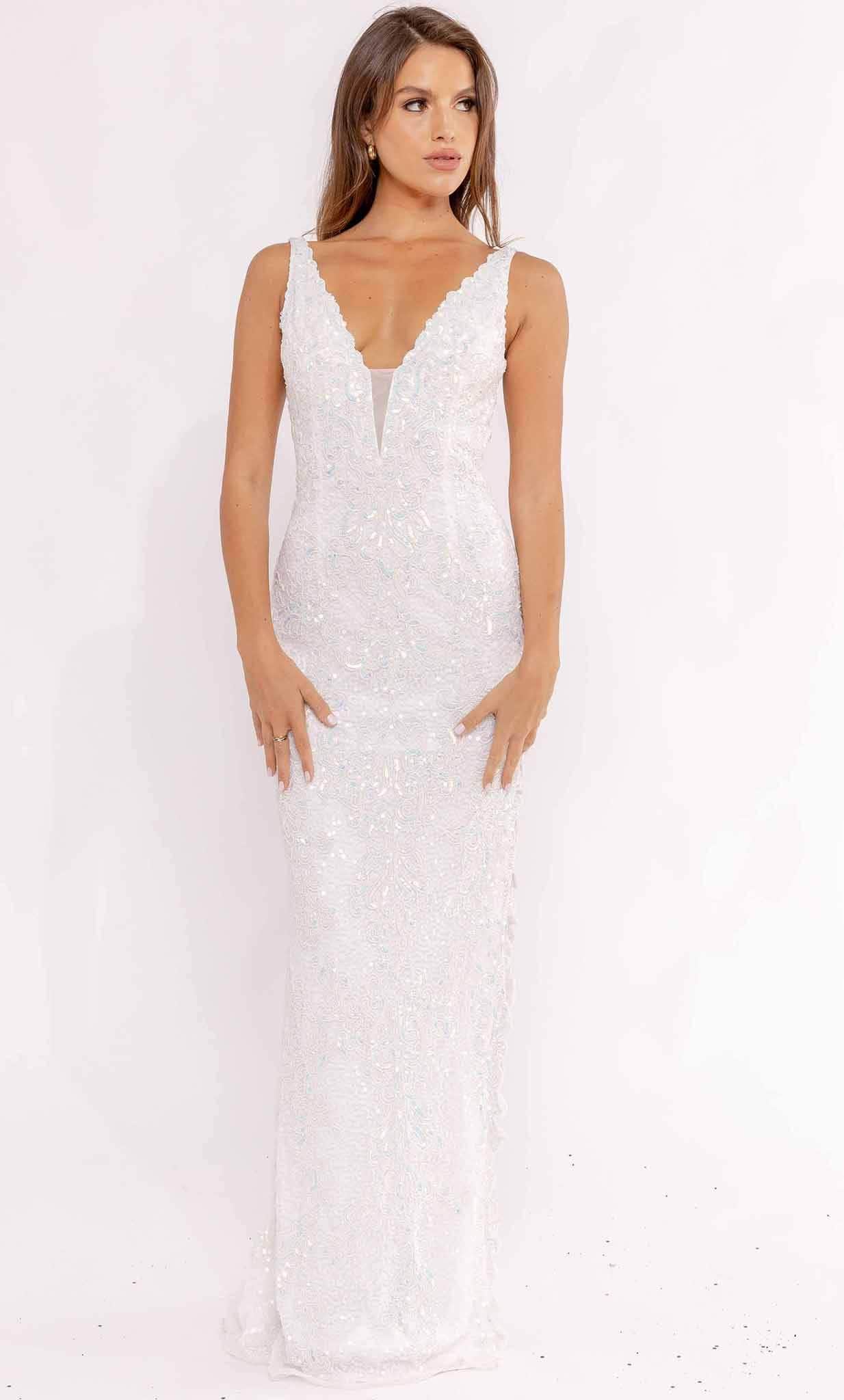 Image of Primavera Couture 3953 - Plunging Embellished Evening Gown