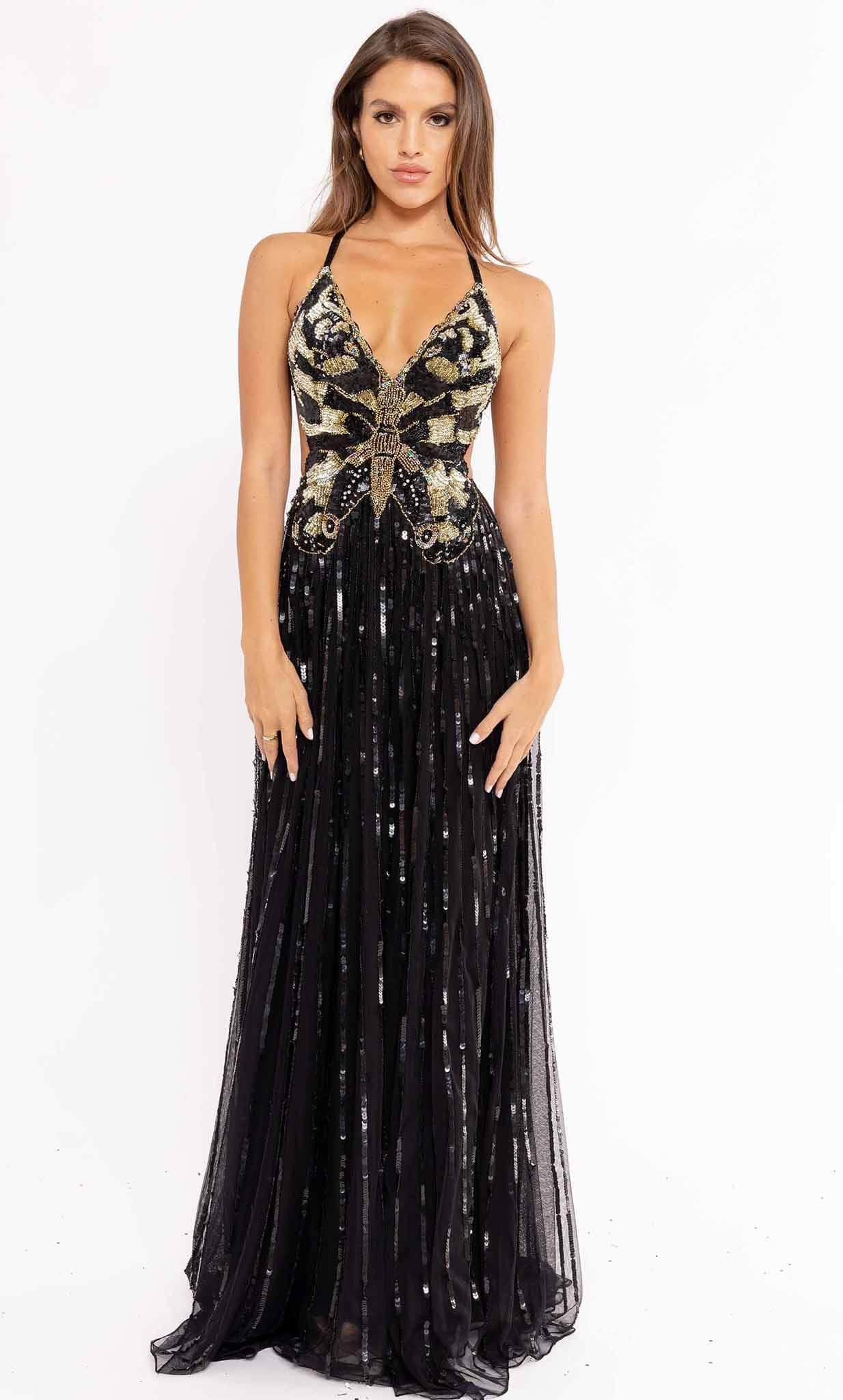 Image of Primavera Couture 3957 - Beaded Butterfly A-Line Prom Gown