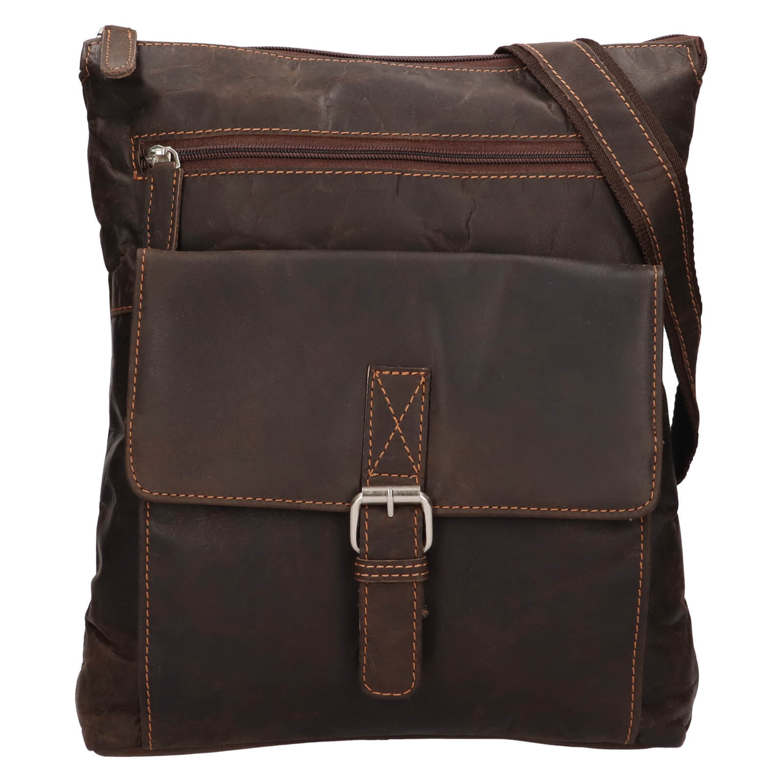 Image of Pánska kožená taška cez rameno Greenwood Amsier - tmavo hnedá SK