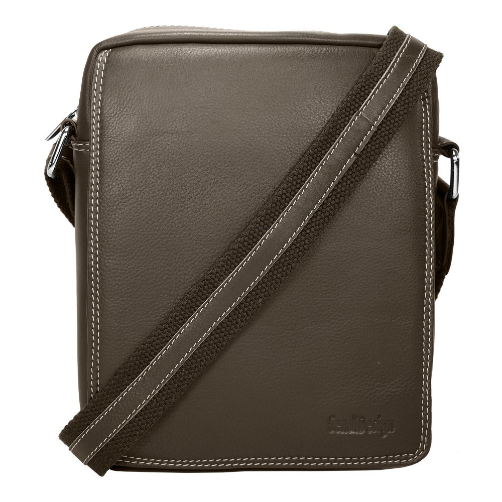 Image of Pánska kožená taška cez rameno SendiDesign IG005 - hnedá SK