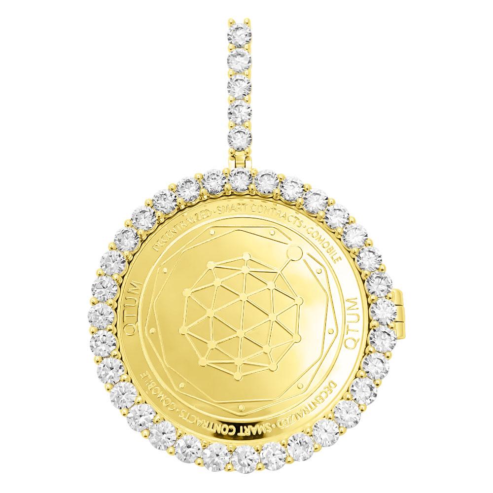 Image of QTUM Coin Iced Out Frame Pendant ID 40997078368449