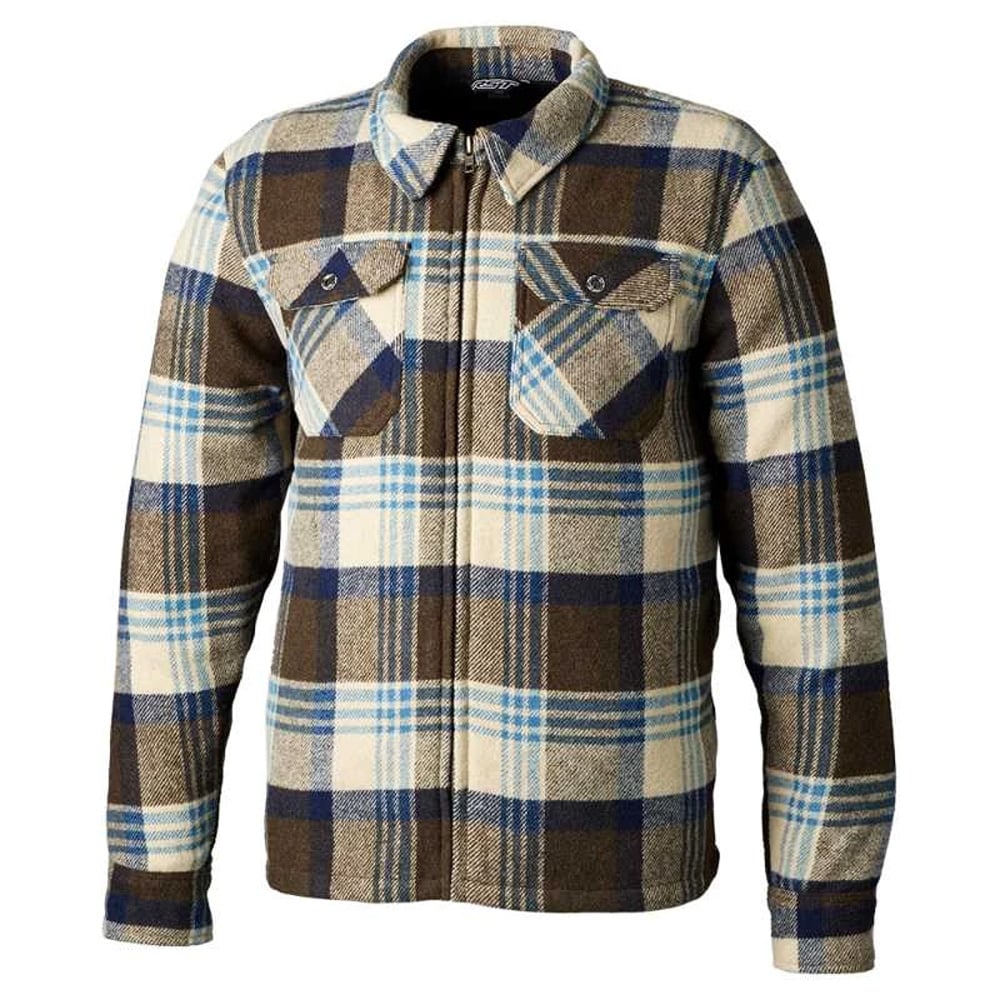 Image of RST Brushed CETextile Shirt Men Brown Blue Check Talla 46
