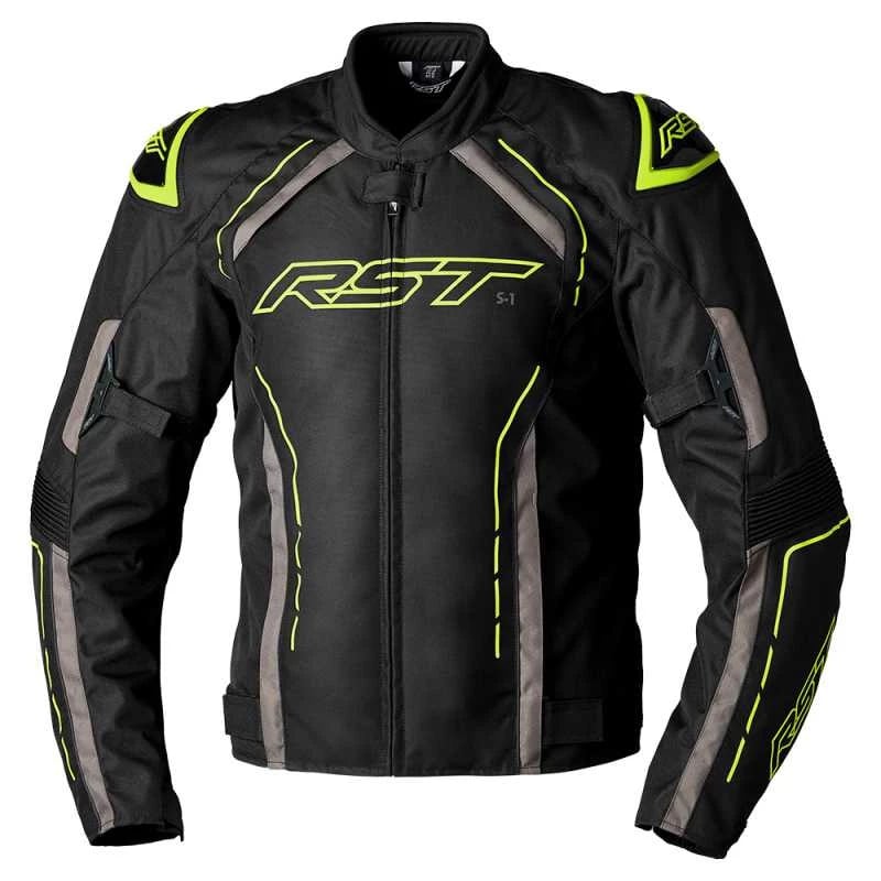 Image of RST S-1 CE Textile Jacket Men Black Gray Fluo Yellow Size 40 EN