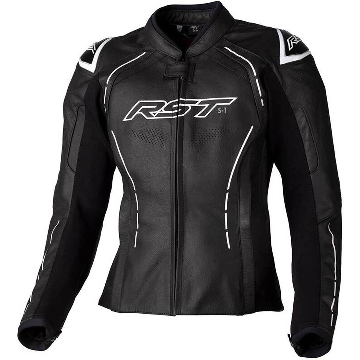 Image of RST S1 Ladies Leather Jacket Black White Größe 16