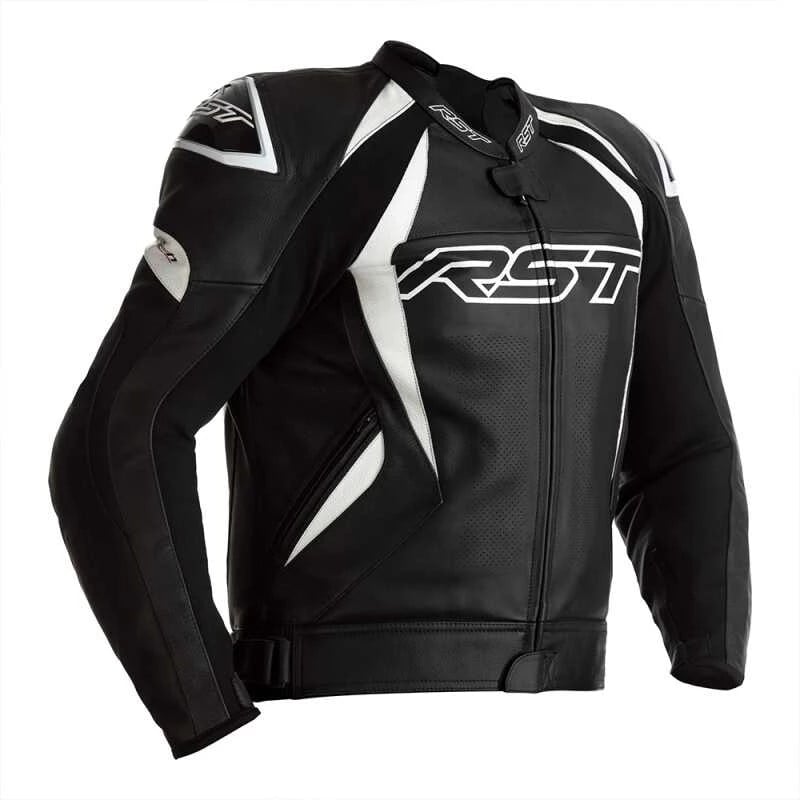 Image of RST Tractech Evo 4 Ce Mens Leather Noir Blanc Blouson Taille 50