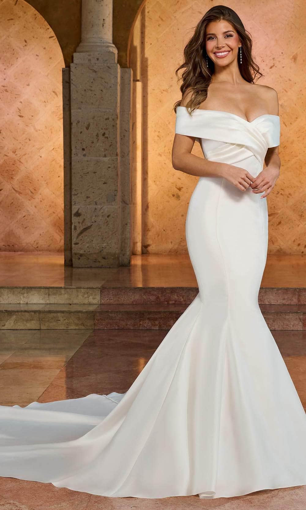 Image of Rachel Allan RB2180 - Pleated Off Shoulder Bridal Gown