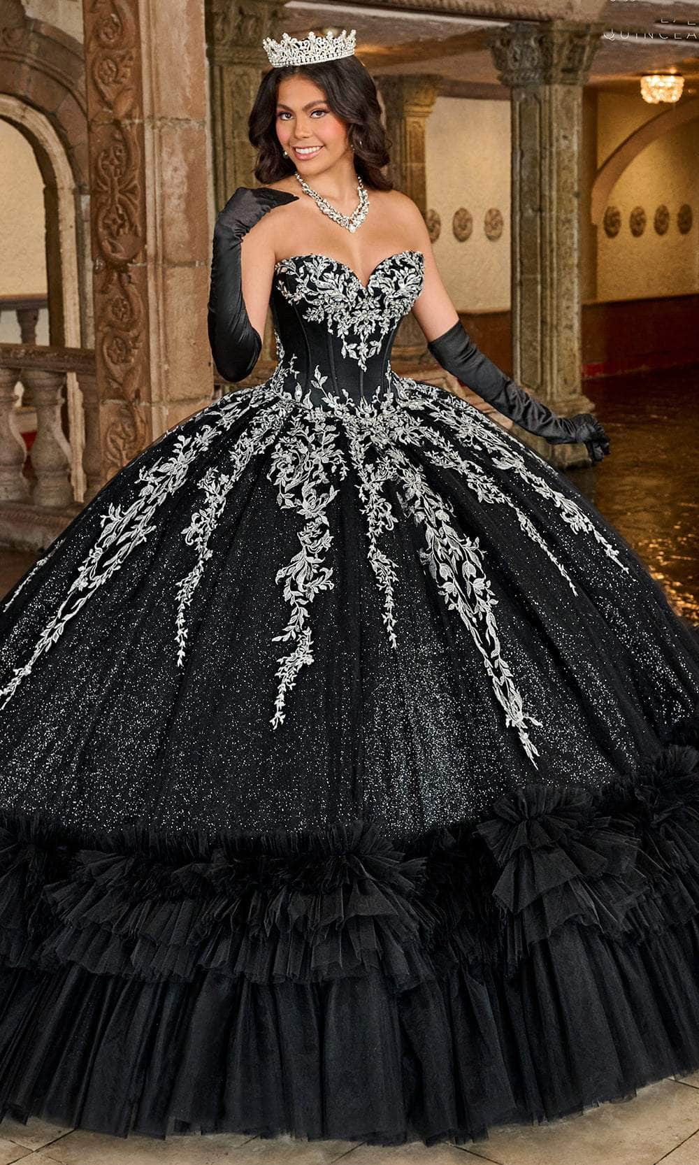 Image of Rachel Allan RQ2189 - Applique Embellished Strapless Ballgown