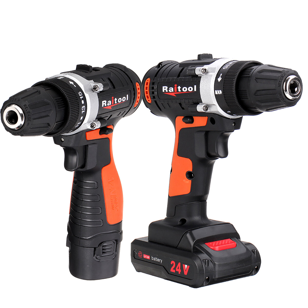 Image of Raitool 12V/24V Lithium Battery Power Drill Cordless Rechargeable 2 Speed Electric Drill