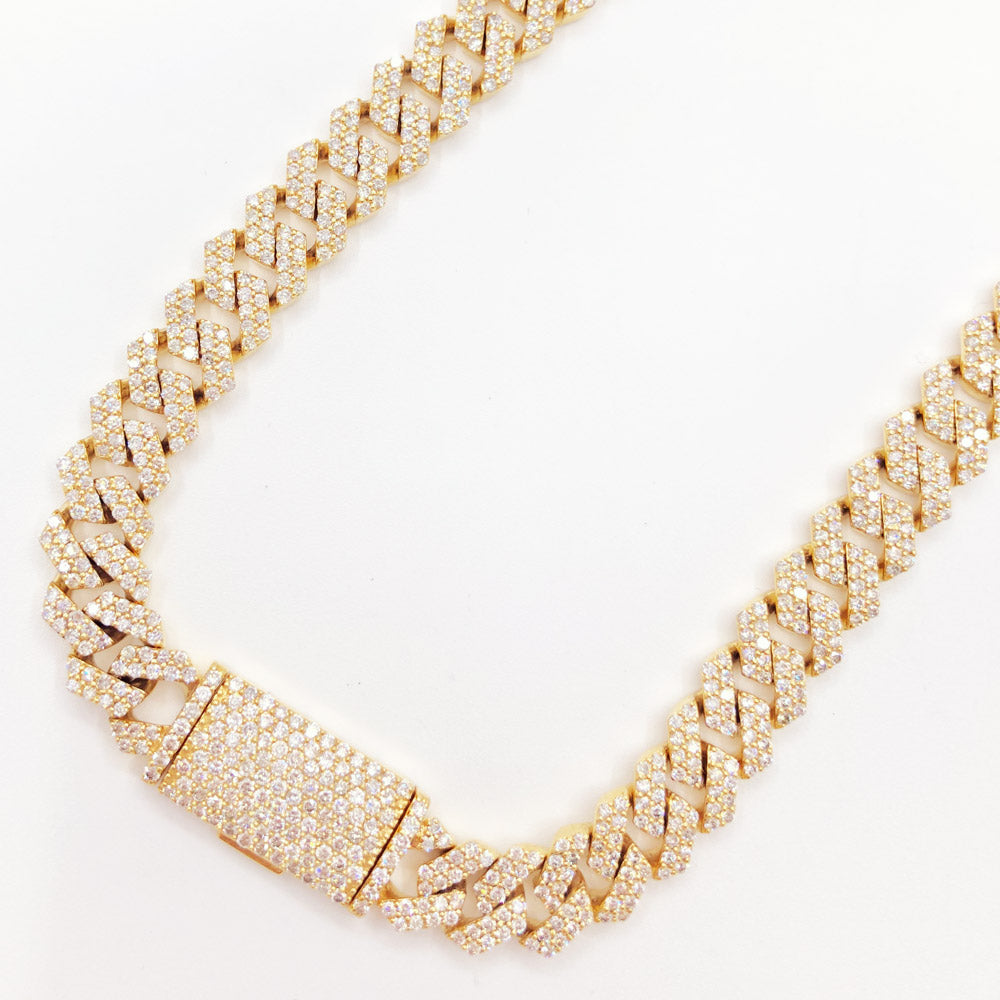 Image of Real Diamond Cuban Chain 10MM Sharp Links 10K Yellow or White Gold ID 41731670737089