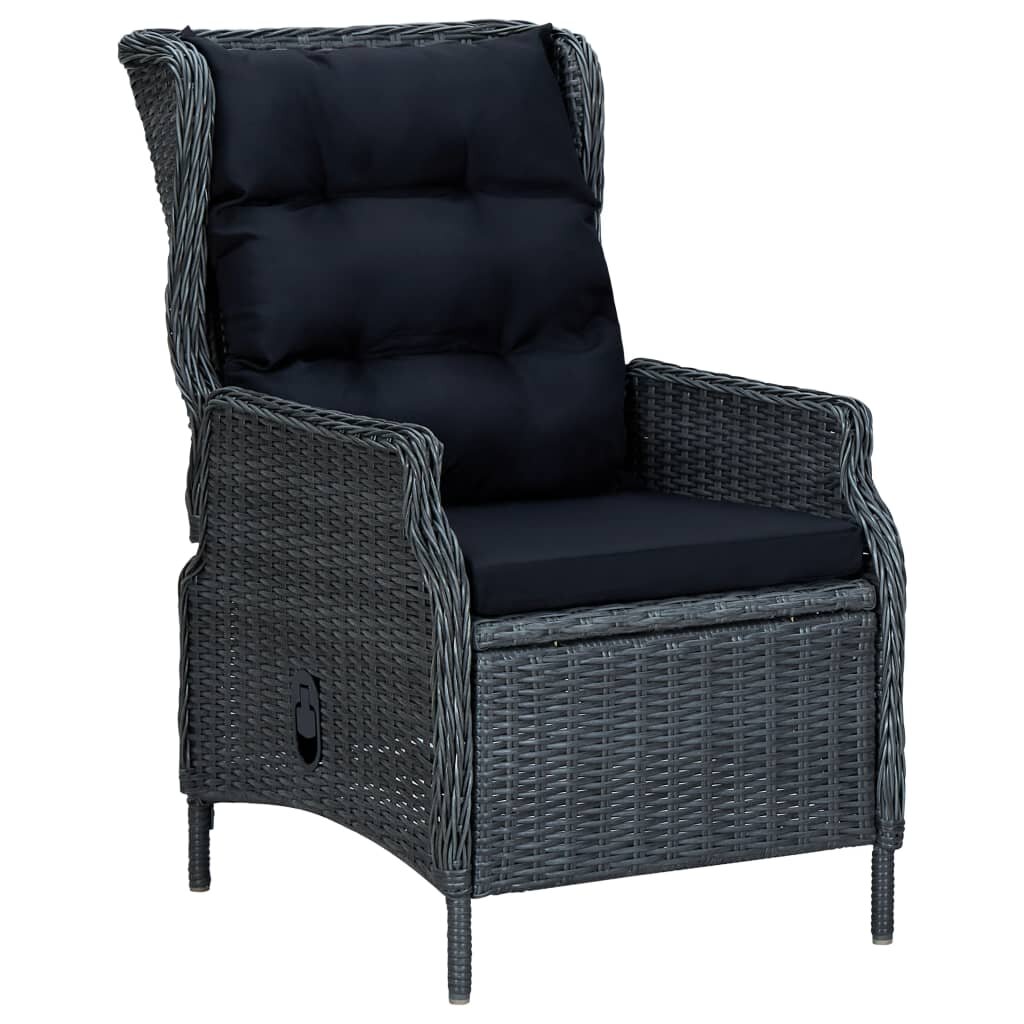 Image of Reclining Garden Chair with Cushions Poly Rattan Dark Gray