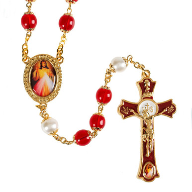 Image of Red Divine Mercy Decal Rosary
